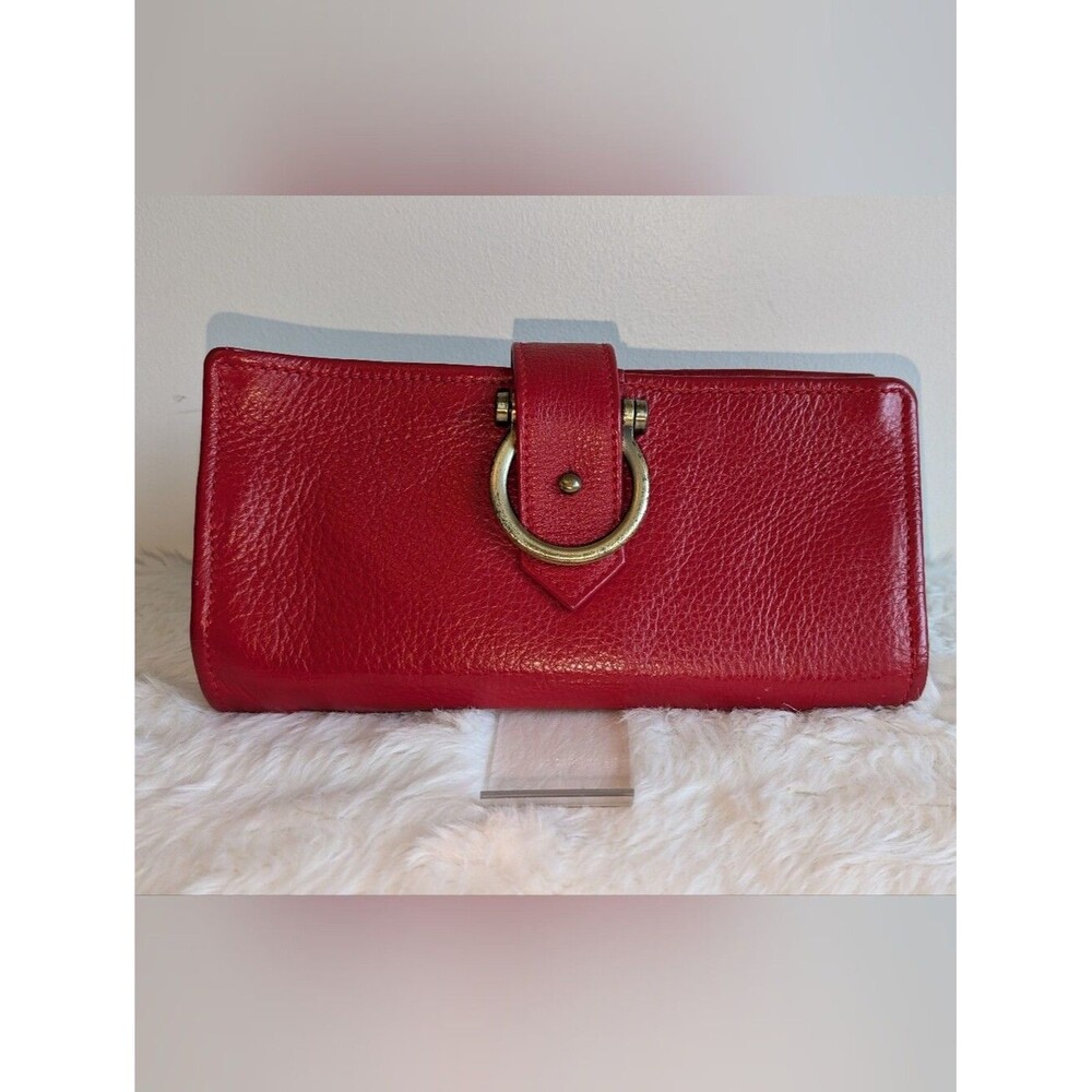 Sapahn Red Leather Wristlet Travel Wallet